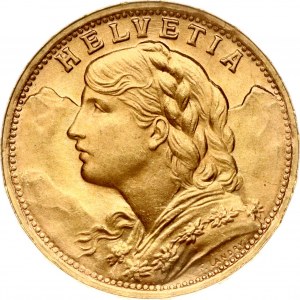 Švajčiarsko 20 frankov 1935 LB Vreneli