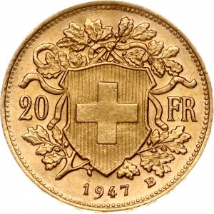 Switzerland 20 Francs 1947 B Vreneli