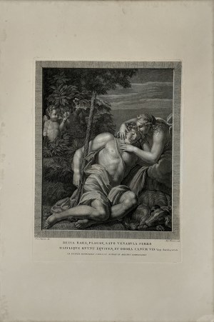 Annibale CARRACCI (1560-1609), Zakochana Diana (tyt. oryg.: „Retia Rara, Plagae, Lato Venabula...”), ok. 1800