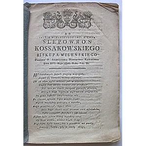 [CHROMIŃSKI KAZIMIERZ]. To His Lordship Monsignor Slepowron Kossakowski Bishop of Vilnius....