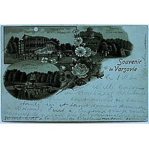 [WARSAW]. Souvenir de Varsovie. Three views : Theatre d`ete au jardin de Saxe....