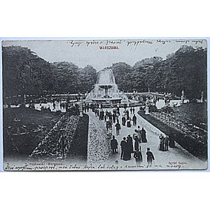 [WARSZAWA]. Ogród Saski. Wyd. T. Popławski. Phototypie Scherer, Nabholz & Co., Moscou. Data st. poczt. 1900 r...