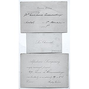 [WIZYTÓWKA i dwa zaproszenia]. Leon Chrzanowski. [1828 - 1899. Historyk, dziennikarz, polityk...