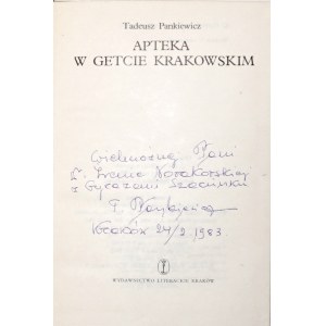 Pankiewicz T., APTEKA W GETCIE KRAKOWSKIM [autograf i dedykacja]