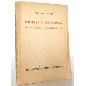 Klarner Cz., WOHNUNGSPOLITIK IN POLEN UND ÜBERSEE, 1930