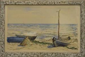 Witold Andrzej ZACHAREWICZ (1929-1985), Łodzie nad brzegiem morza w Sopocie, 1946