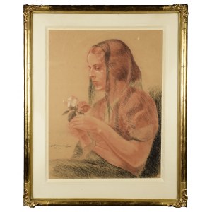 I. FABIAŃSKI, XX w., Kobieta z różą, 1933