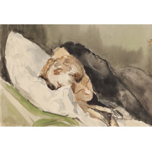 Jacek Malczewski (1854 Radom - 1929 Cracovia), Donna addormentata (moglie dell'artista, Maria nata Gralewska Malczewska), anni Venti.