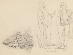 Jacek Malczewski (1854 Radom - 1929 Kraków), Szkic ubiorów renesansowych, lata 70. XIX w.