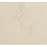 Jacek Malczewski (1854 Radom - 1929 Kraków), Koń i postać w pejzażu (dwa współoprawne rysunki)