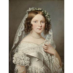 Marcin Jabłoński (1801-1876), Portret młodej kobiety w welonie, 1838