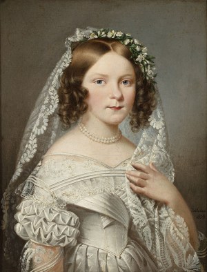 Marcin Jabłoński (1801-1876), Portret młodej kobiety w welonie, 1838