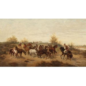 Ludwik Gędłek (1847-1904), Herding wild horses