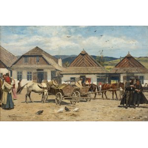 Antoni Kozakiewicz (1841-1929), Targ w miasteczku galicyjskim, 1922