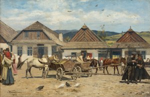 Antoni Kozakiewicz (1841-1929), Targ w miasteczku galicyjskim, 1922