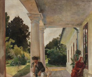 Jacek Malczewski (1854-1929), Zadumanie. Na ganku w Lusławicach, 1920