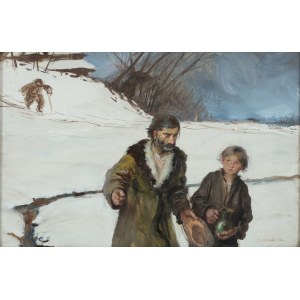 Teodor Axentowicz (1859-1938), Z Huculszczyzny, powrót z cerkwi
