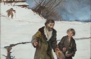 Teodor Axentowicz (1859-1938), Z Huculszczyzny, powrót z cerkwi