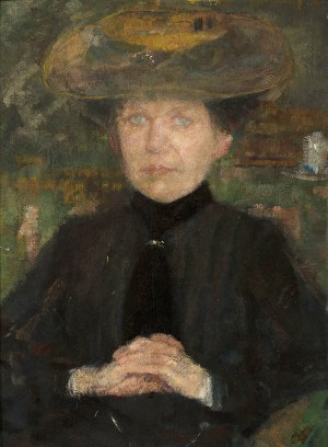 Olga Boznańska (1865-1940), Portret kobiety w brązowym kapeluszu, ok. 1900
