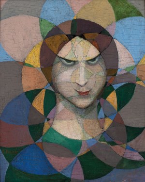 Bolesław Biegas (1877-1954), Kobieta na tle rozet (Tête de femme sur fond de rosaces), ok. 1918