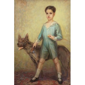 Tadeusz Styka (1889-1954), Portret chłopca z psem