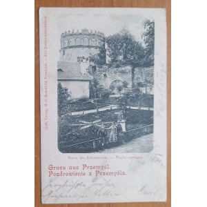 Přemysl.Burgturm Gruss aus Přemysl