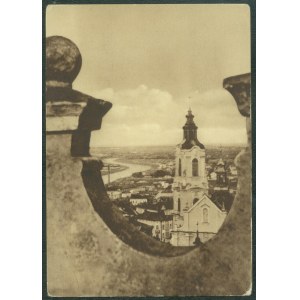 1 PRZEMYŚL - Widok z baszty Zamkowej na wieżę katedralną i San, Fot. M. Janiszewski, druk sepia, 1930