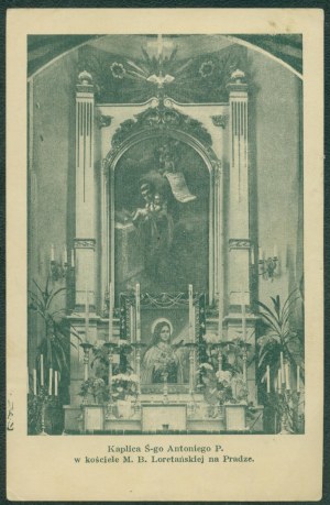 23 WARSAW - The chapel of St. Anthony P. in the church of M.B. Loretto in Praga, Nakł. Family Chronicle, Warsaw, Podwale 4, green print, ca. 1920