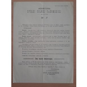 Agency of the Radom Agricultural Company, advertising print of the warehouse of goods for agricultural production in Opatów, single-sided print, 28x21cm size.
