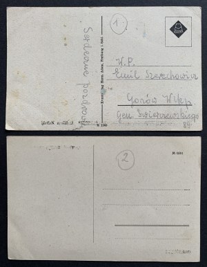 JEDLINA ZDRÓJ [Bad Charlottenbrunn] Two postcards [ca. 1945].