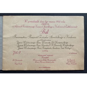 [WOJSKO] Zaproszenie na Bal - Towarzystwa Przyjaciół Związku Strzeleckiego w Krakowie [1930]
