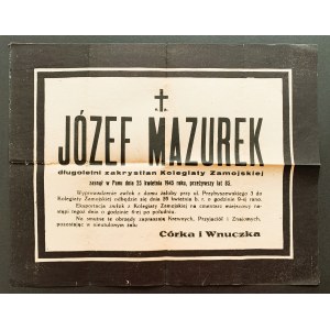 KLEPSYDRA. Józef MAZUREK - sakristán zamojského kolegiátního kostela. Zamość [1945].
