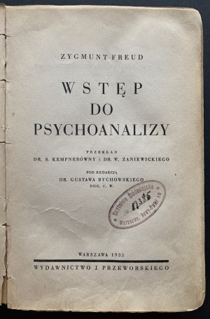 [1st ed.] FREUD Zygmunt - Introduction to psychoanalysis. Warsaw [1935].