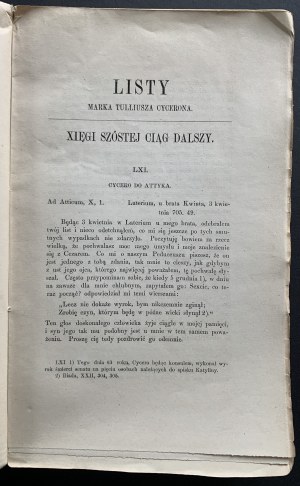 [CYCERON] Listów Marka Tulliusza Cycerona xiąg ośmioro. Tom 2. Nakładem Biblioteki Kórnickiej. Poznań [1873]