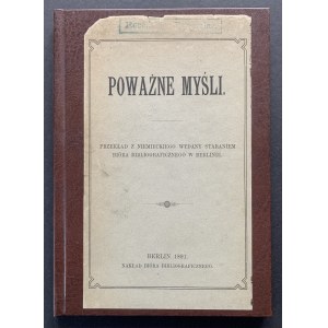 [Moritz von Egidy] SKUTEČNÁ MYŠLENKA. Berlín [1891].