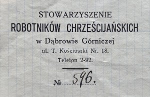 Invitation to a solemn academy. ASSOCIATION OF CHRISTIAN WORKERS in Dąbrowa Górnicza [1931].