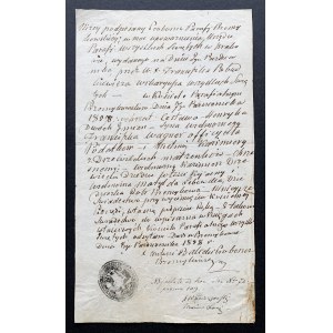[Rękopis] Poświadczenie chrztu. Proboszcz Parafii Przemykowskiej [1898]