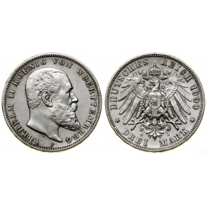 Niemcy, 3 marki, 1909 F, Stuttgart