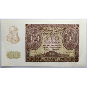 Generalne Gubernatorstwo, 100 złotych 1.03.1940, seria B, falsyfikat ZWZ
