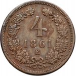 Austria, 4 Kreuzer 1861 E, Karlsburg