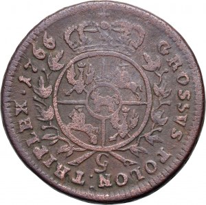 Stanislaw August Poniatowski, trojak 1766 G, Krakov, zbrojíř