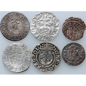 Polska królewska, zestaw monet z lat 1622-1654, (6 sztuk)
