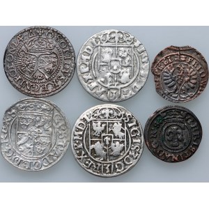 Polska królewska, zestaw monet z lat 1622-1654, (6 sztuk)
