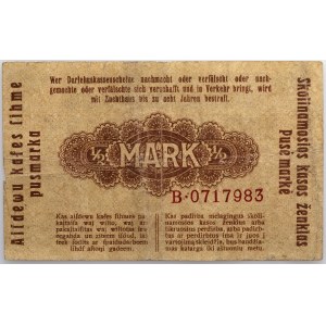 Banknoty niemieckich władz okupacyjnych, Darlehnskasse Ost, 1/2 marki 4.04.1918, Kowno, seria B