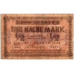 Banknoty niemieckich władz okupacyjnych, Darlehnskasse Ost, 1/2 marki 4.04.1918, Kowno, seria B