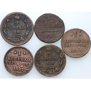 Russia, set of coins from 1799-1841, (5 pieces)