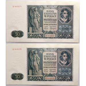 Generalne Gubernatorstwo, 50 złotych 1.08.1941, seria E, kolejne numery