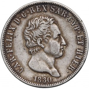 Kingdom of Piedmont-Sardinia, Carlo Felice, 5 Lire 1830, Genoa