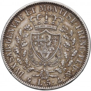 Kingdom of Piedmont-Sardinia, Carlo Felice, 5 Lire 1830, Genoa