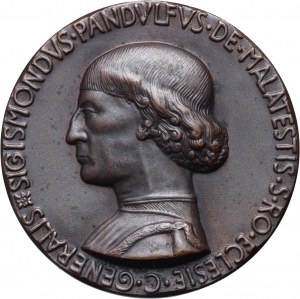 Italy, replica of a medal from 1446, Sigismondo Pandolfo Malatestam to commemorate the construction of a new castle in Rimini